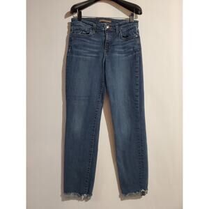 Joe's Ella Straight Ankle Distressed Dark Wash Jeans Womens Size 28 Roll Cuff